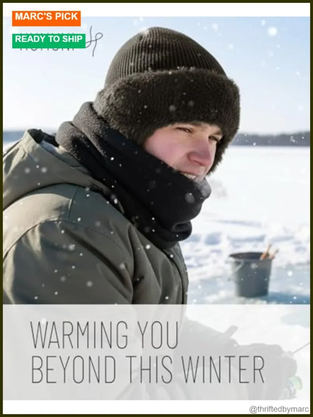 Fleece-Lined Beanie with Earflaps, Windproof Winter Hat for Skiing